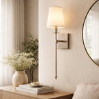 Wall Sconce with Fabric Shade for Warm Ambient Lighting, Slim Black Wall-Mounted Design