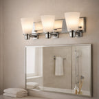 3-Light Bathroom Vanity Light for Even Mirror Illumination, Chrome Finish with Frosted Glass Shades