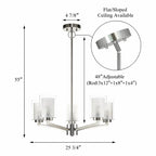 Modern 5-Light Chandelier for Dining Room Ambiance with Adjustable Height and Glass Shades