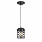 Industrial Black Cage Pendant Light for Warm Ambient Lighting, Adjustable Hanging Design