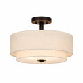 Flush Mount Ceiling Light for Warm Ambient Lighting, Fabric Drum Shade with Clean Modern Profile