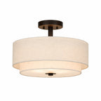 Flush Mount Ceiling Light for Warm Ambient Lighting, Fabric Drum Shade with Clean Modern Profile