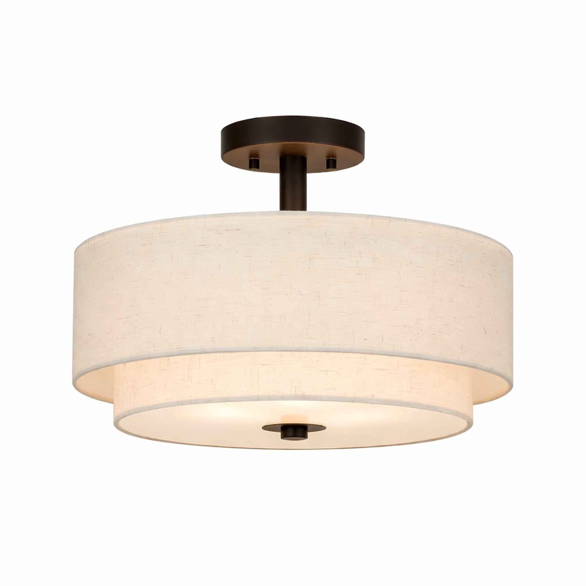 Flush Mount Ceiling Light for Warm Ambient Lighting, Fabric Drum Shade with Clean Modern Profile