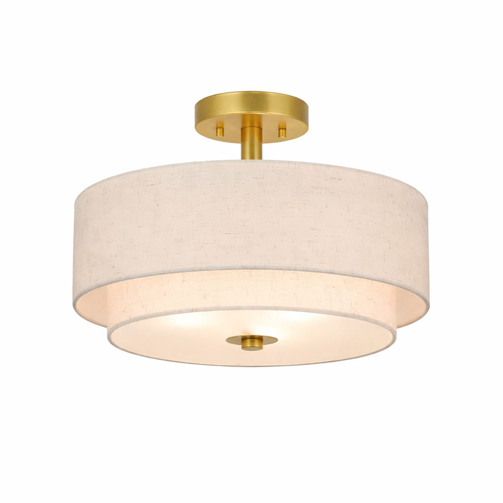 Flush Mount Ceiling Light for Warm Ambient Lighting, Fabric Drum Shade with Clean Modern Profile