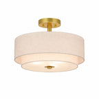 Flush Mount Ceiling Light for Warm Ambient Lighting, Fabric Drum Shade with Clean Modern Profile