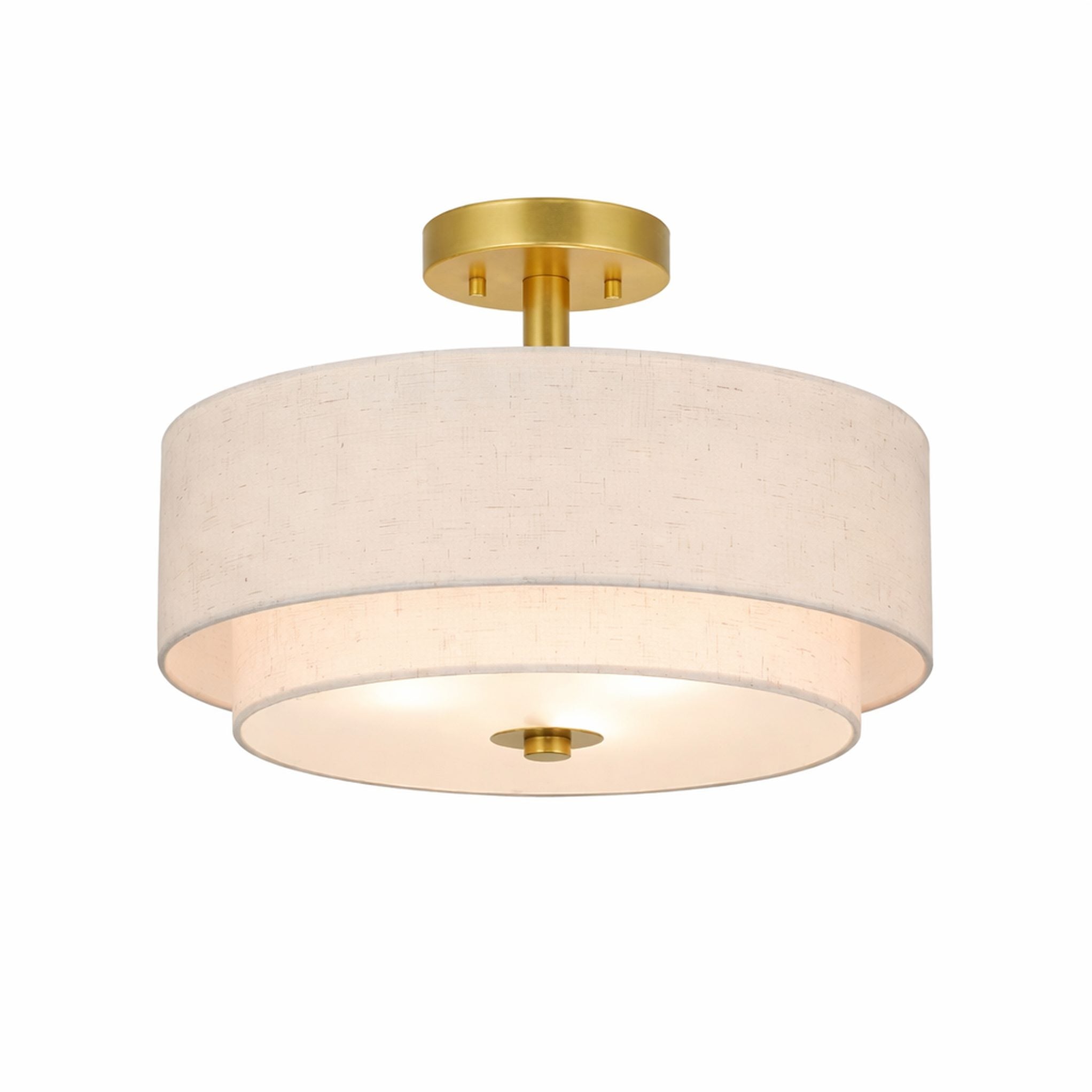 Flush Mount Ceiling Light for Warm Ambient Lighting, Fabric Drum Shade with Clean Modern Profile