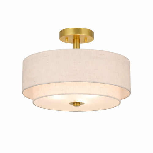 Flush Mount Ceiling Light for Warm Ambient Lighting, Fabric Drum Shade with Clean Modern Profile