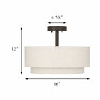 Flush Mount Ceiling Light for Warm Ambient Lighting, Fabric Drum Shade with Clean Modern Profile