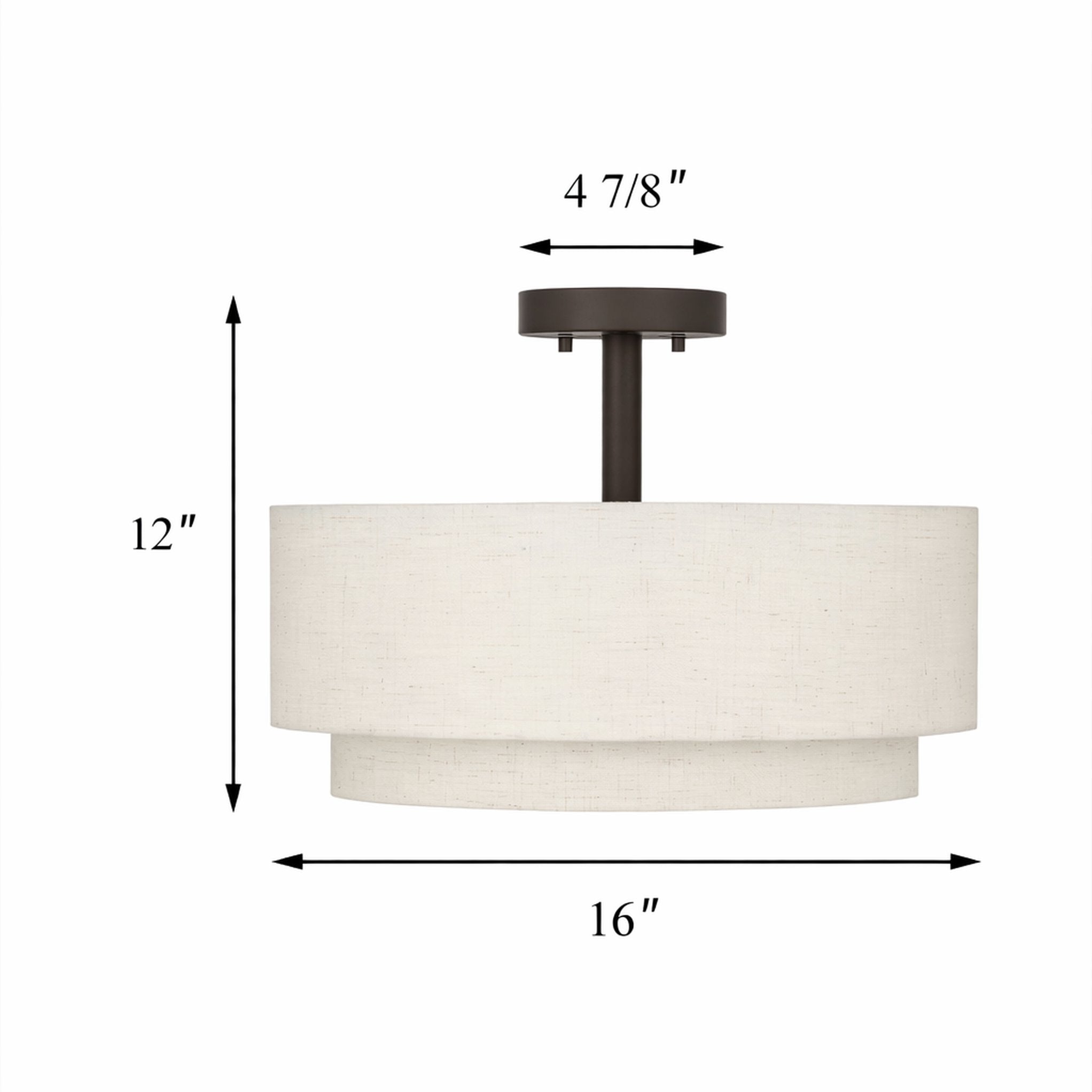 Flush Mount Ceiling Light for Warm Ambient Lighting, Fabric Drum Shade with Clean Modern Profile