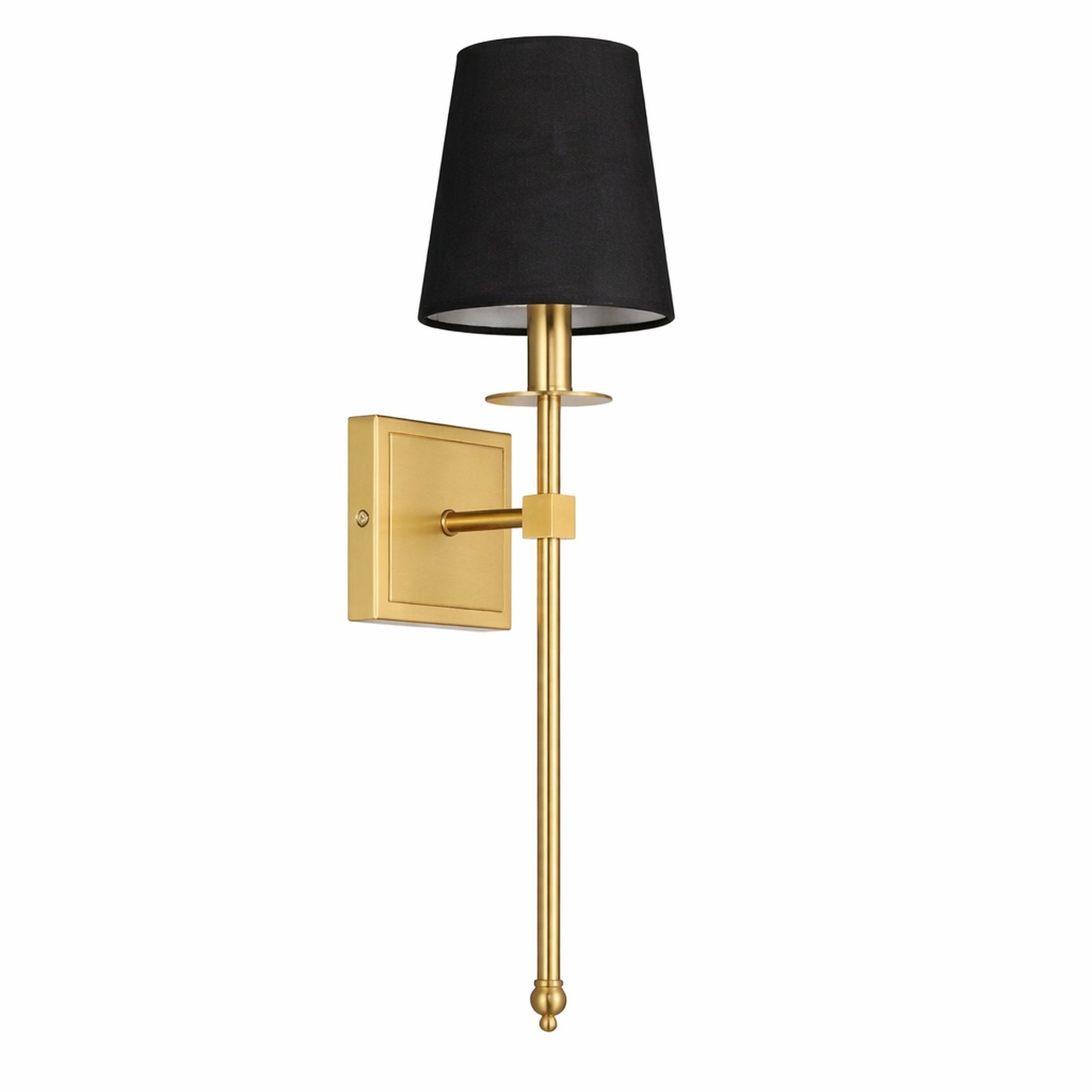 Wall Sconce with Fabric Shade for Warm Ambient Lighting, Slim Black Wall-Mounted Design