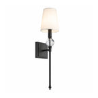 Wall Sconce with Fabric Shade for Warm Ambient Lighting, Slim Black Wall-Mounted Design