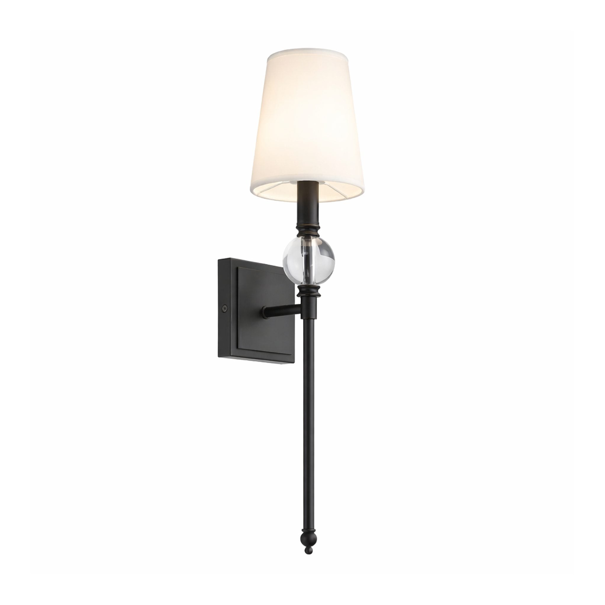 Wall Sconce with Fabric Shade for Warm Ambient Lighting, Slim Black Wall-Mounted Design