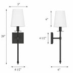 Wall Sconce with Fabric Shade for Warm Ambient Lighting, Slim Black Wall-Mounted Design