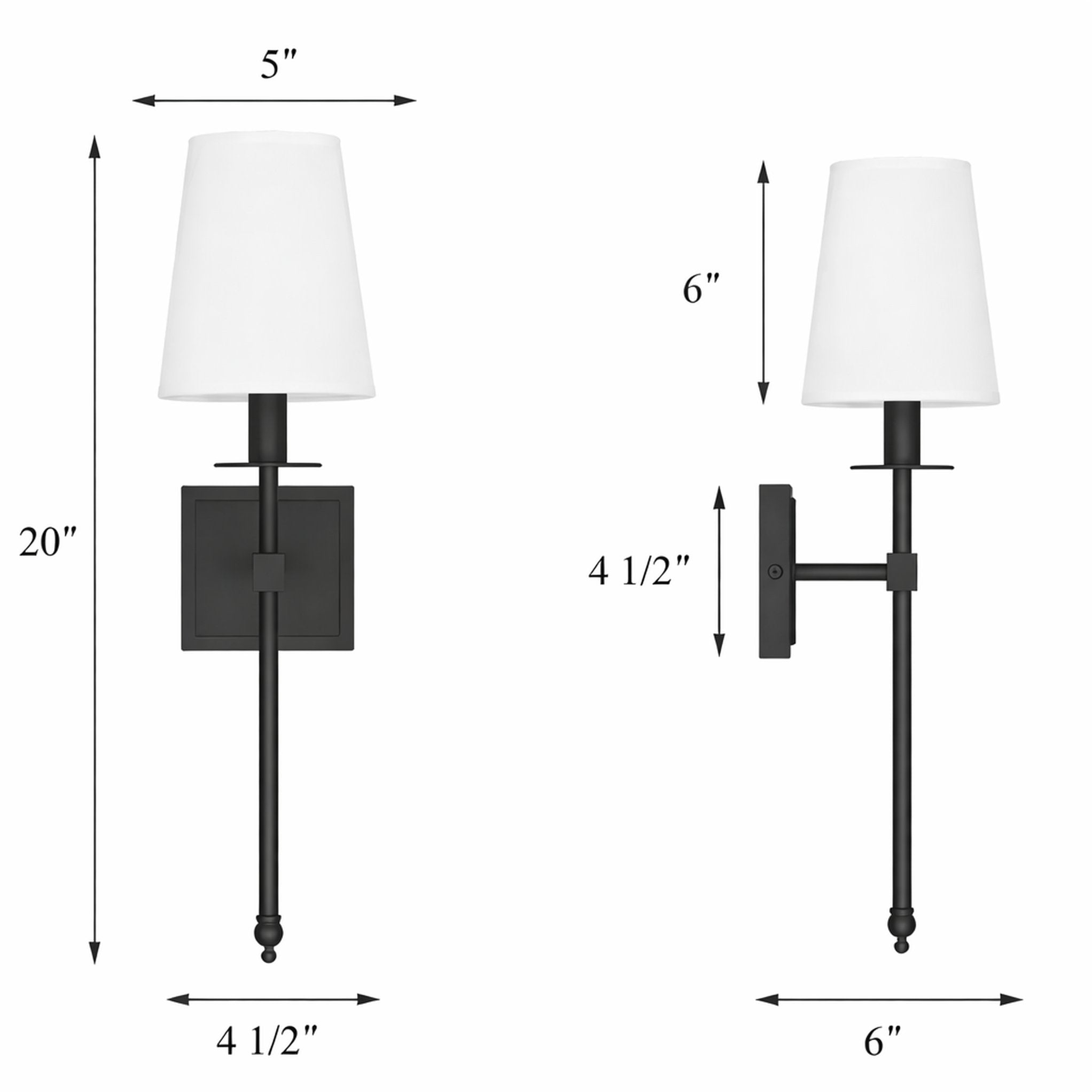 Wall Sconce with Fabric Shade for Warm Ambient Lighting, Slim Black Wall-Mounted Design