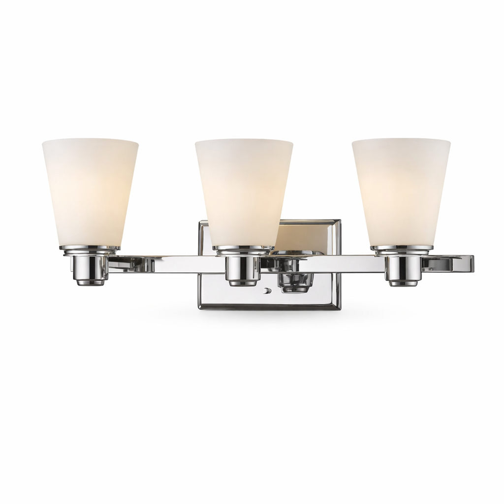 3-Light Bathroom Vanity Light for Even Mirror Illumination, Chrome Finish with Frosted Glass Shades