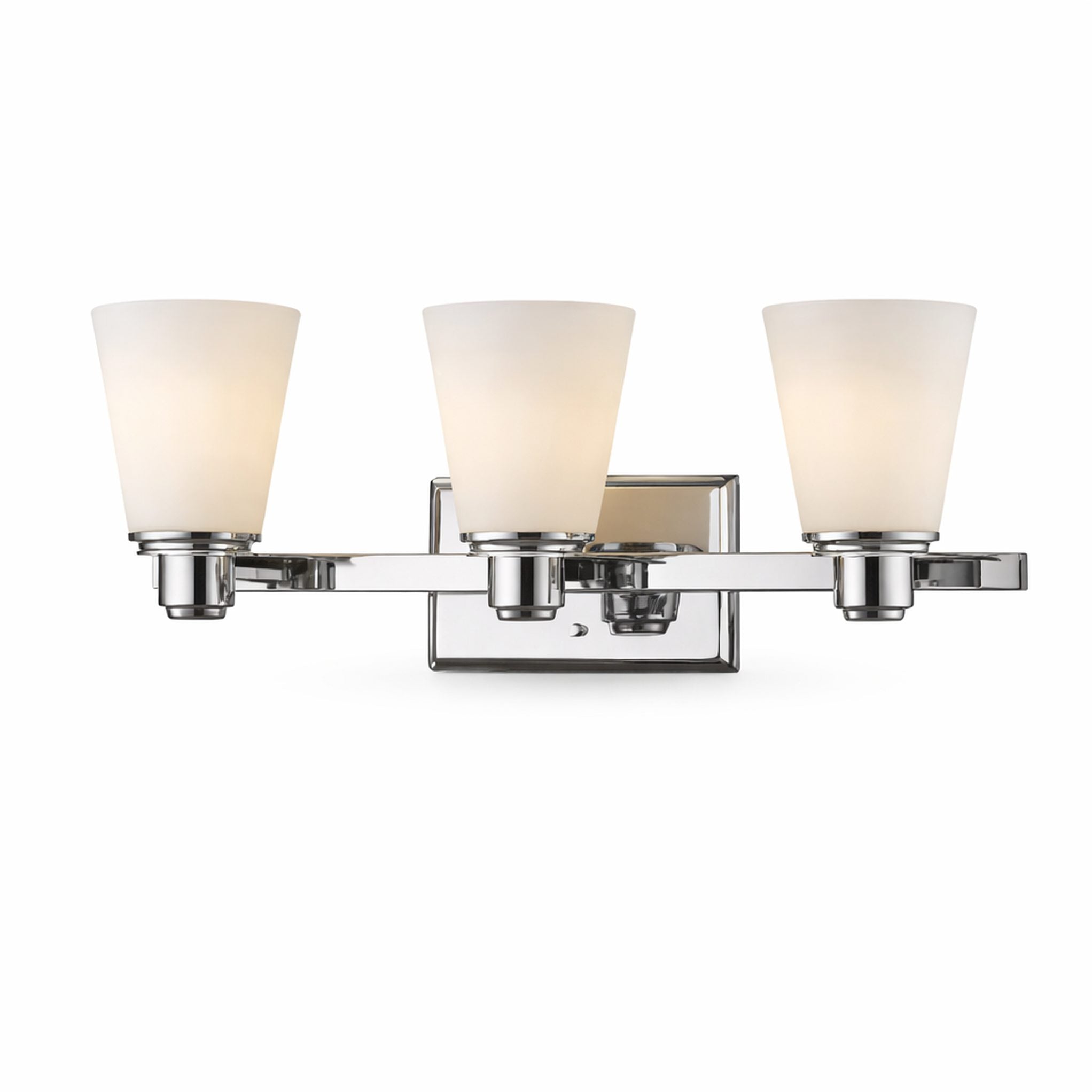 3-Light Bathroom Vanity Light for Even Mirror Illumination, Chrome Finish with Frosted Glass Shades