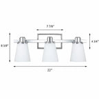 3-Light Bathroom Vanity Light for Even Mirror Illumination, Chrome Finish with Frosted Glass Shades
