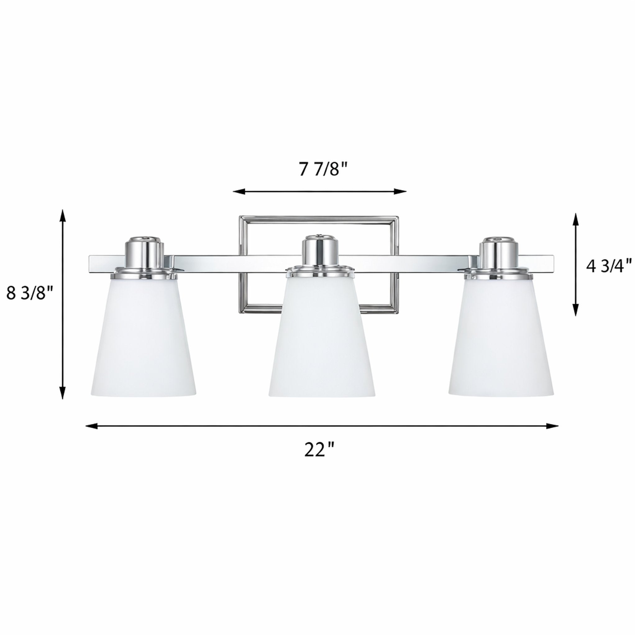 3-Light Bathroom Vanity Light for Even Mirror Illumination, Chrome Finish with Frosted Glass Shades